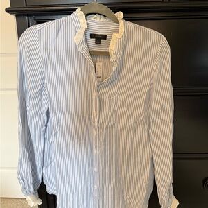 J. Crew Blue and White Striped Women's Blouse